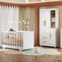 Imagem de Quarto de Bebê Guarda Roupa 3 Portas e Berço Mini Cama 100% MDF com Colchão Nina Branco