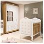 Imagem de Quarto de Bebê Guarda-roupa com Janelas e Berço com Capitonê Maya Clássico 100% Mdf Espresso Móveis