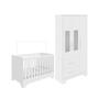 Imagem de Quarto de Bebê Guarda-roupa com Janelas e Berço Minicama 100% Mdf Liam Espresso Móveis Branco Brilho