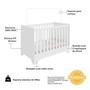 Imagem de Quarto de Bebê Guarda-roupa com Janelas e Berço Minicama 100% Mdf Liam Espresso Móveis Branco Brilho