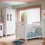 Imagem de Quarto de Bebê Guarda Roupas 3 Portas com Janelas e Berço Mini Cama 100% Mdf Aurora Espresso Móveis Branco Brilho