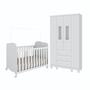 Imagem de Quarto de Bebê Guarda-Roupas 4 Portas Janeladas e Berço com Rodízios 100% MDF Lana Espresso Móveis
