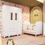 Imagem de Quarto de Bebê Guarda-Roupas 4 Portas Janeladas e Berço com Rodízios 100% MDF Lana Espresso Móveis