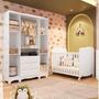 Imagem de Quarto de Bebê Guarda-Roupas 4 Portas Janeladas e Berço com Rodízios 100% MDF Lana Espresso Móveis