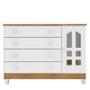 Imagem de Quarto de Bebê New Selena 3 Portas com Berço Lila e Cômoda Gran Selena Branco Acetinado Amadeirado  Carolina Móveis