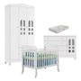 Imagem de Quarto de Bebê New Selena 3 Portas com Berço Lila e Cômoda Gran Selena Branco Brilho e Colchão Gazin  Carolina Móveis