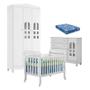 Imagem de Quarto de Bebê New Selena 3 Portas com Berço Lila e Cômoda Selena Branco Brilho e Colchão Ortobom  Carolina Móveis