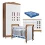 Imagem de Quarto de Bebê New Selena 3 Portas com Cômoda Gran Selena e Berço Mirelle Branco Acetinado Amadeirado e Colchão Ortobom  Carolina Móveis