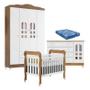 Imagem de Quarto de Bebê New Selena 4 Portas com Berço Lila e Cômoda Gran Selena Branco Acetinado Amadeirado e Colchão Ortobom  Carolina Móveis