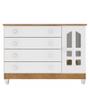 Imagem de Quarto de Bebê New Selena 4 Portas com Cômoda Gran Selena e Berço Mirelle Branco Acetinado Amadeirado e Colchão Ortobom  Carolina Móveis