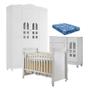 Imagem de Quarto de Bebê New Selena 4 Portas com Cômoda Selena e Berço Mirelle Branco Brilho e Colchão Ortobom  Carolina Móveis