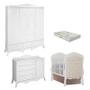 Imagem de Quarto de Bebê Realeza Cômoda 1 Porta Berço com Capitonê Branco Acetinado e Colchão Gazin  Canaã