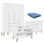 Imagem de Quarto de Bebê Retrô Clean 4 Portas com Berço Retrô Gold Branco Soft Eco Wood com Colchão Ortobom - Matic 