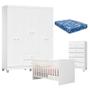 Imagem de Quarto de Bebê Ternura Baby 6 Portas com Cômoda Gaveteiro Branco Brilho com Colchão - Incorplac