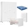 Imagem de Quarto de Bebê Ternura Baby 6 Portas com Cômoda Gaveteiro Branco Brilho com Colchão - Incorplac