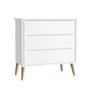 Imagem de Quarto de Bebê Theo 2 Portas com Cômoda Gaveteiro Branco Acetinado Pés Madeira Natural - Reller