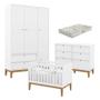 Imagem de Quarto de Bebe Unique 3 Portas com Cômoda 6 Gavetas Branco Soft Eco Wood e Colchão Gazin - Matic