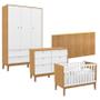 Imagem de Quarto de Bebê Unique 3 Portas com Cômoda 6 Gavetas e Painel Farm com Led Freijó Branco Soft Eco Wood - Matic