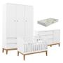 Imagem de Quarto de Bebe Unique 3 Portas com Cômoda Sapateira Branco Soft Eco Wood e Colchão Gazin - Matic