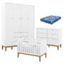 Imagem de Quarto de Bebe Unique 4 Portas com Cômoda 6 Gavetas Branco Soft Eco Wood e Colchão Ortobom - Matic