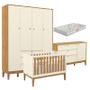 Imagem de Quarto de Bebe Unique 4 Portas com Cômoda Sapateira Off White Freijó Eco Wood e Colchão Gazin - Matic