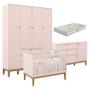 Imagem de Quarto de Bebe Unique 4 Portas com Cômoda Sapateira Rose Eco Wood e Colchão Gazin - Matic