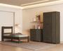 Imagem de Quarto de Solteiro Cama MDF Com Estrado Madeira Comoda 4 Gavetas 1 Porta Com Guarda Roupa 3 Portas C/ 2 Gavetas Bela