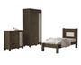 Imagem de Quarto de Solteiro Clara Cama MDF Com Estrado Madeira Comoda 4 Gavetas 1 Porta Com Guarda Roupa 3 Portas C/ 2 Gavetas