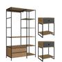 Imagem de Quarto Estilo Industrial com Guarda Roupa Closet de 2 Gavetas e 2 Mesas de Cabeceira com 1 Gaveta