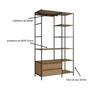 Imagem de Quarto Estilo Industrial com Guarda Roupa Closet de 2 Gavetas e 2 Mesas de Cabeceira com 1 Gaveta