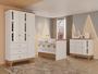 Imagem de Quarto Infantil Antonella Roupeiro 3p Cômoda Berço com Gaveta Off White/Caramelo Móveis Canaã