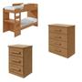Imagem de Quarto Infantil Beliche Olga com Cômoda e Mesa de Cabeceira Baião Amêndoa Clean