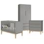Imagem de Quarto Infantil Classic 2 portas Cinza Fosco com Pés Madeira Natural - Reller Móveis