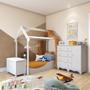 Imagem de Quarto Infantil com 1 Minicama Montessoriana 1 Cômoda 4 Gavetas 1 Baú com Tampo Espresso Móveis Branco