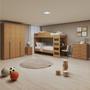 Imagem de Quarto Infantil com Beliche Olga Cômoda e Criado Baião e Guarda-roupa Alonzo