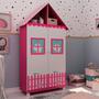 Imagem de Quarto Infantil com Cama e Guarda Roupa Casinha Gelius Móveis Pink Ploc/Branco