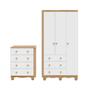 Imagem de Quarto Infantil com Guarda-Roupa 3 Portas e Cômoda 4 Gavetas 100% MDF Mimo Espresso Móveis