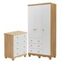 Imagem de Quarto Infantil com Guarda-Roupa 3 Portas e Cômoda 4 GavetasMimo 100% MDF Espresso Móveis Branco Brilho/Amêndoa
