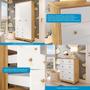 Imagem de Quarto Infantil Com Guarda Roupa 3 Ptas Cômoda 100%Mdf Junior Móveis Peroba Branco/Amendoa