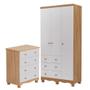 Imagem de Quarto Infantil Com Guarda Roupa 3 Ptas Cômoda 100%Mdf Junior Móveis Peroba Branco/Amendoa