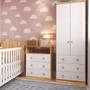 Imagem de Quarto Infantil com Guarda Roupas 2 Portas 3 Gavetas e Cômoda 3 Gavetas Smim New Móveis Peroba