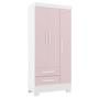 Imagem de Quarto Infantil Completo Guarda Roupa 3 Portas 2 Gavetas com Cômoda Atena Espresso Móveis Branco/Rosa