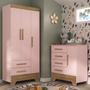 Imagem de Quarto Infantil Completo Guarda Roupa 3 Portas 2 Gavetas com Cômoda Selene Espresso Móveis Rosa Fosco/Nature