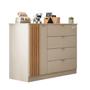Imagem de Quarto Infantil Completo Guarda-Roupa 3 Portas 4 Gavetas com Cômoda 100% MDF Ayla Off White