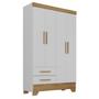 Imagem de Quarto Infantil Completo Guarda Roupa 4 Portas 2 Gavetas com Cômoda Liz Espresso Móveis Branco Fosco/Nature