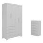 Imagem de Quarto Infantil Completo Guarda Roupa 4 Portas 3 Gavetas com Cômoda Kit Cat Espresso Móveis Branco