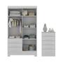 Imagem de Quarto Infantil Completo Guarda Roupa 4 Portas 3 Gavetas com Cômoda Kit Cat Espresso Móveis Branco