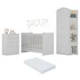 Imagem de Quarto Infantil Completo João e Maria com berço 4 em 1 + colchão + Roupeiro e cômoda Branco Multi