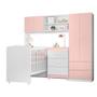 Imagem de Quarto Infantil Completo Ternura Guarda Roupa Berço e Cômoda Branco/Rosa