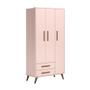 Imagem de Quarto Infantil Encanto Retrô com Cômoda Sapateira e Guarda Roupa 3 Portas Rosa - FdECOR